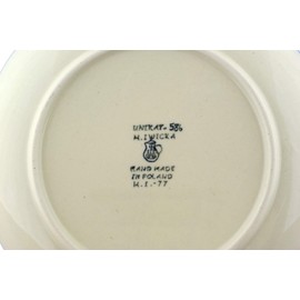 Polish Pottery 7¾-inch Dessert Plate made by Ceramika Artystyczna (Powder Puff Theme) Signature UNIKAT + Certificate of Authenticity