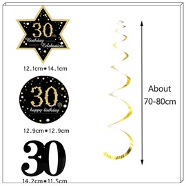 30th Birthday Party Hanging Swirls Decorations,22PCS Shiny Celebration Hanging Swirls Decorations for 30th Birthday Party Supplies,Birthday Party Decorations