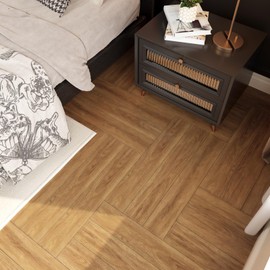 30 Sq.Ft. Peel and Stick Vinyl Floor Tiles 36" x 6" Wood Look Planks, 20 Pack Waterproof Self-Adhesive Flooring Tiles, DIY for Renter, Kitchen, Living Room, RV, Burlywood