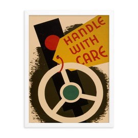 Vintage Poster - Handle with Care 1464 - Enhanced Matte Paper Framed Poster (18x24) - White Frame
