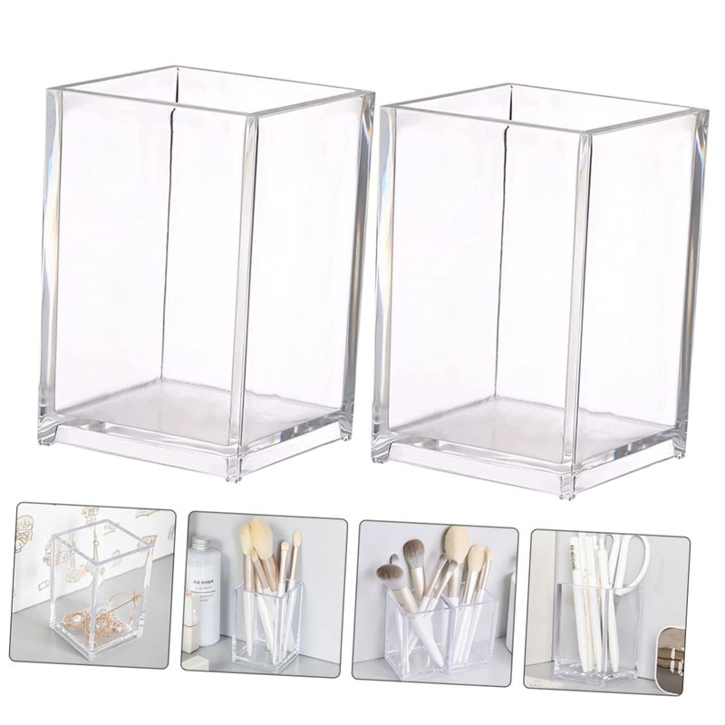 Operitacx 2pcs Box Acrylic Storage Clear Makeup Brush Organizer Clear