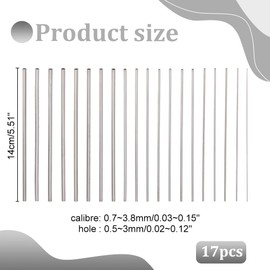 PH PandaHall 17pcs Stainless Steel Tube, 45# Steel Wire Winding Rods Round Metal Empty Rods Straight Tube Mandrels for DIY Craft Wind Chime Wire Wrapping, Soft Soldering, Electoforming Jewelry
