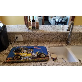 Caroline's Treasures PPP3264DDM Pet Taxi Multiple Dog Breeds Dish Drying Mat Absorbent Dish Drying Mat Pad for Kitchen Counter Dish Drainer Mat for Countertop, 14 x 21", Multicolor