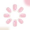 Pink Flower Press on Nails Medium Square Fake Nails Silver