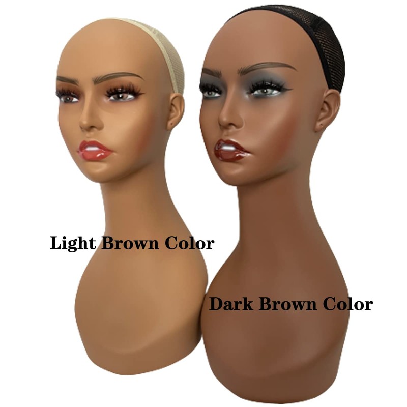 Voloria 4PCS Realistic Female Mannequin Long Neck PVC Bust Wig
