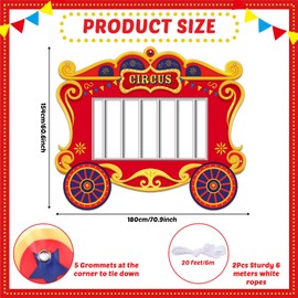 Yiaoyinnz Circus Party Decorations Carnival Cage Shaped Photo Backdrop Circus Photo Booth Props Large Carnival Photos Banner Hanging for Kids Boys Girls Birthday Baby Shower Party Game Favors Supplies