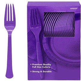 ELEGANI Purple Color Theme Tableware for Special Occasions, Wedding, Parties, Birthdays and Graduation; Big Party Pack Purple Premium Plastic Forks 100ct