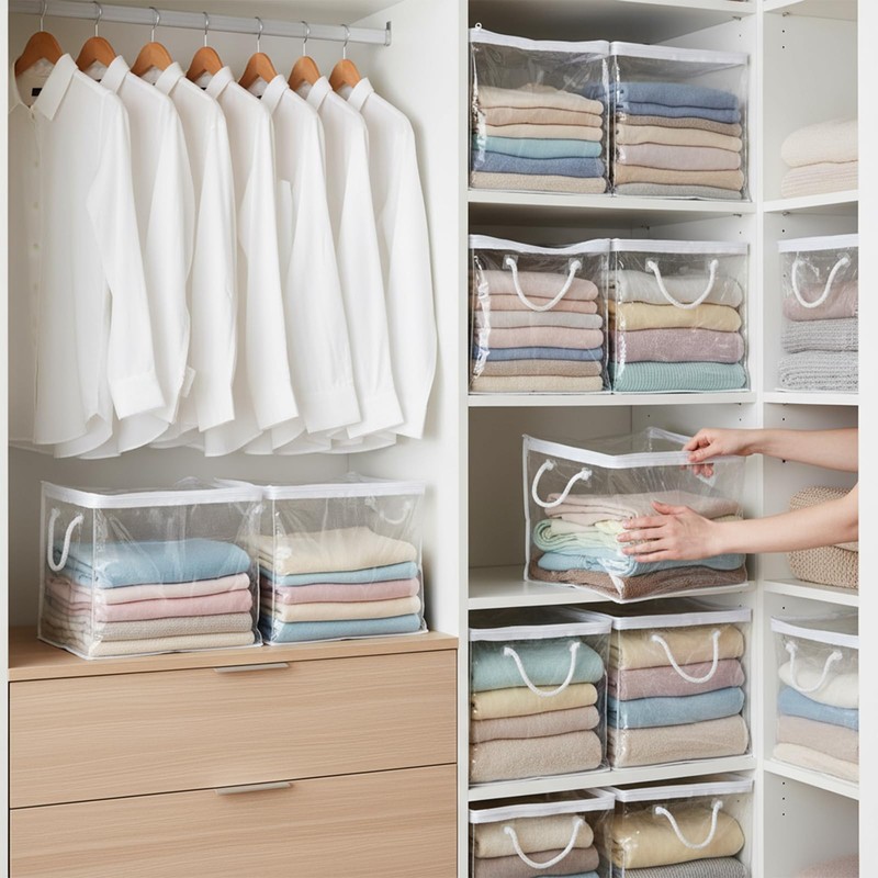Meyeyaia 10 Pack Clear Clothes Storage Bags with Zipper &