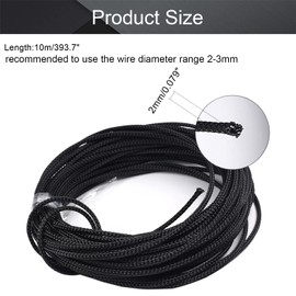 Othmro 32.8ft/10Meter PET Expandable Braided Cable Sleeve, 2/25 Inch Flexible Wire Loom Cord Protector, Cable Management Sleeve Cord Cover for Audio Video Cable Cord Protectors from Pets(1Pc Black)
