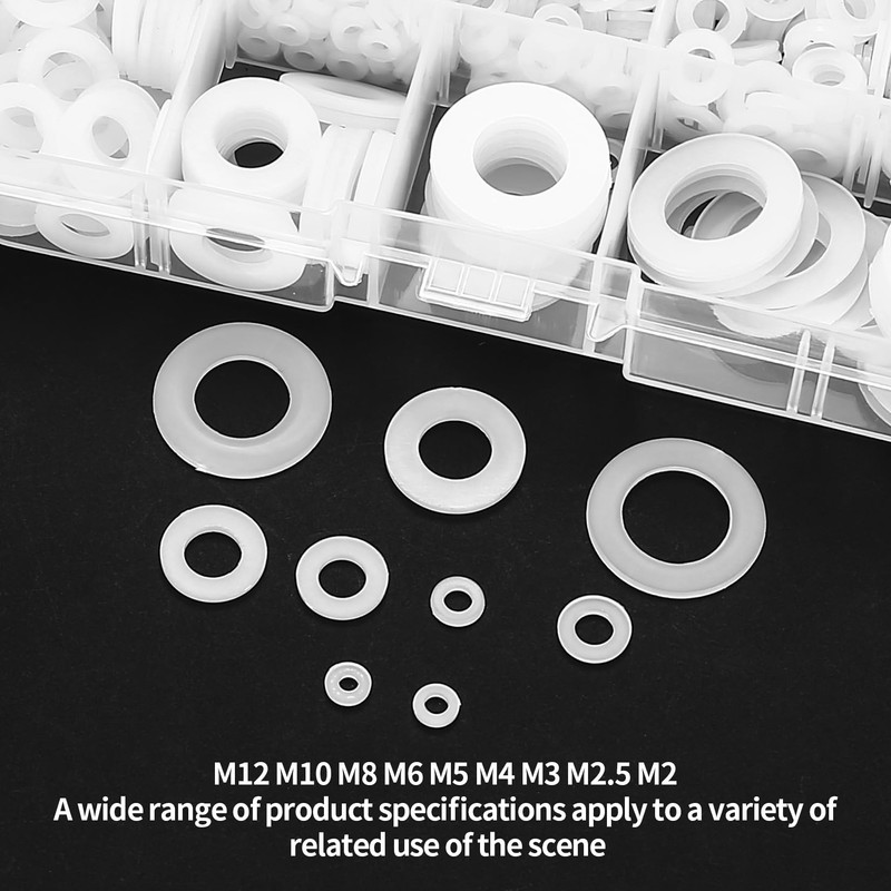 810 Nylon Washers Plastic Washers White Flat Washers Set, Nylon