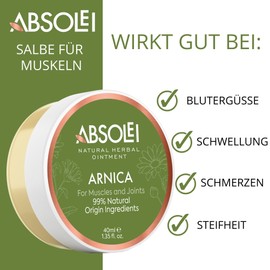 Absolei Arnica Ointment Natural Ointment for Muscles, Bruises and Swelling 40ml