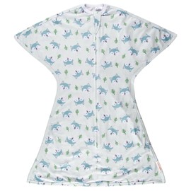 SleepingBaby Zipadee-Zip Transition Swaddle - Cozy Baby Swaddle Blanket with Zipper Convenience - Roomy Wearable Blanket for Easy Diaper Changes - Happy Wolf, Medium (6-12 Month)