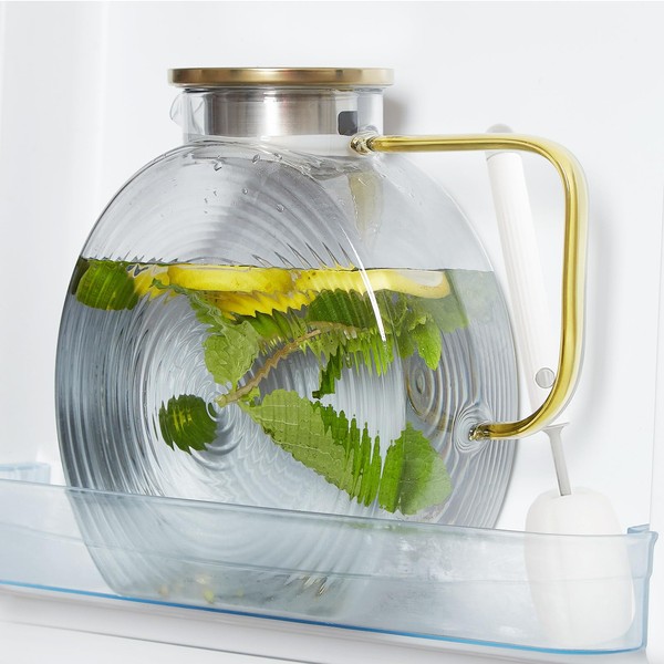OneDream Glass Pitcher with Lids for Fridge Door, 2.5l/84oz Large