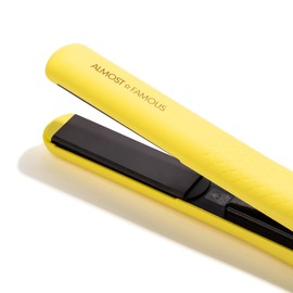 Almost Famous Hair Straightener with Ceramic Plates, Adjustable Heat Setting, Professional Beauty Tool for All Hair Type - Yellow