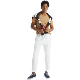 NAUTICA Men's J-Class Logo Heathered V-Neck T Shirt, Camel, XL