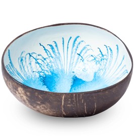 cocovibes Key Shell Jewellery Tray Made of Coconut Shells with Anti-Tilt Ring (Light Blue)