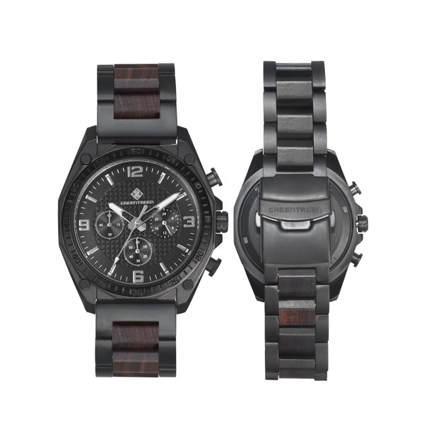 GREENTREEN Men's Wooden Watch Chronograph for Men: Waterproof Wooden Watch