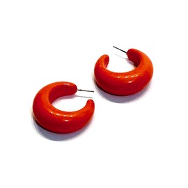 Cherry Red Chunky Hoops | Vintage Lucite Lucile Hoop Earrings - LUC-RD-1