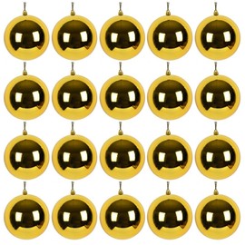 20PCS Christmas Tree Baubles Balls Ornaments Xmas Hanging Decorations Shatterproof (Gold Shiny, 4CM)