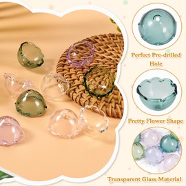 Craftdady 10 Pieces Glass Flower Cones Wind Chimes Beads End Caps Bead Caps 21mm for DIY Wind Chimes Hanging Ornaments Jewelry Making