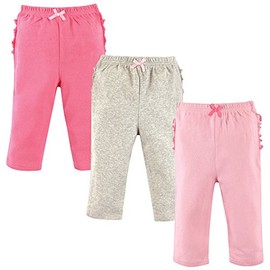 Hudson Baby Unisex Baby Cotton Pants and Leggings, Lt Gray Pink, Newborn
