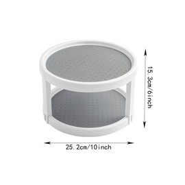 2 Tier 10 Inch Non Skid Spice Rack Turntable, 25cm Lazy Susan Turntable 360 Degree Rotating Organizer for Pantry Cabinet Refrigerator Bathroom Kitchen Countertop Vanity Display Stand, White/Grey