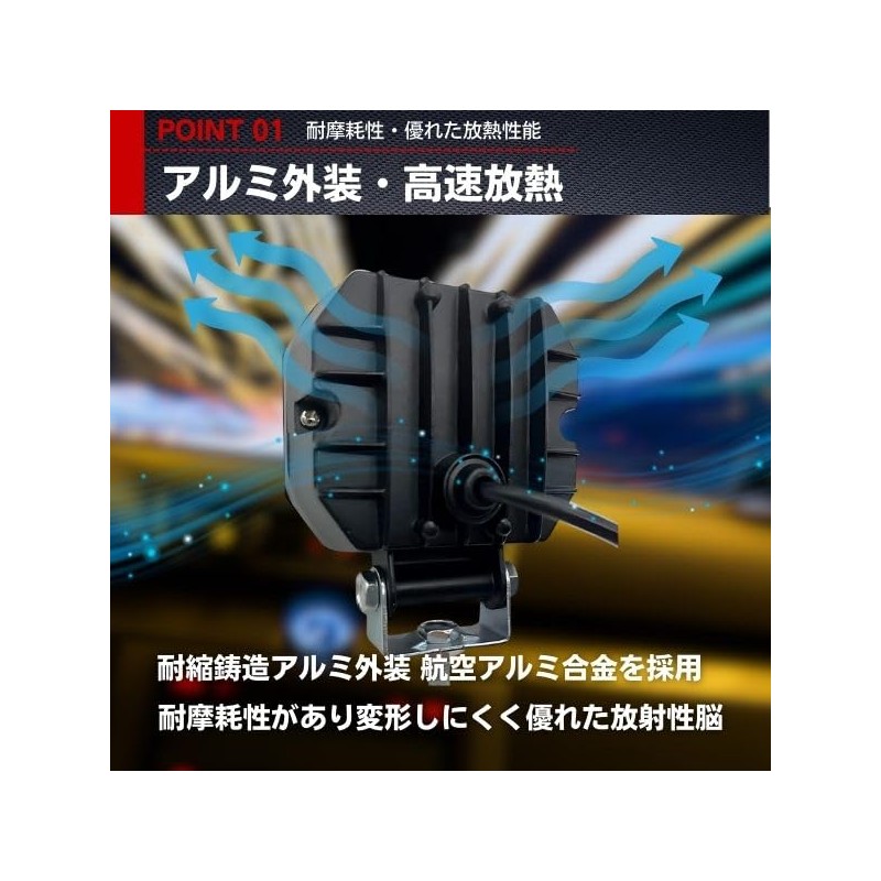 JYFACTORY Universal LED Bike Work Light Daylight Fog Light Squid