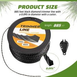 TOSRWGLL 885 ft 0.095" Black Diamond Trimmer Line Fit for Echo Trimmer Line