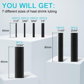 Rindion 127PCS Heat Shrink Tubing Kit, 2:1 Ratio Adhesive Lined, Marine Grade Industrial Heat Shrink Tubing, Long Lasting Insulation Wire Shrink Wrap Tubing- Black