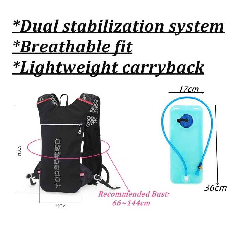 Hydration Backpack 5L (Black + 2L Bag, 5L)
