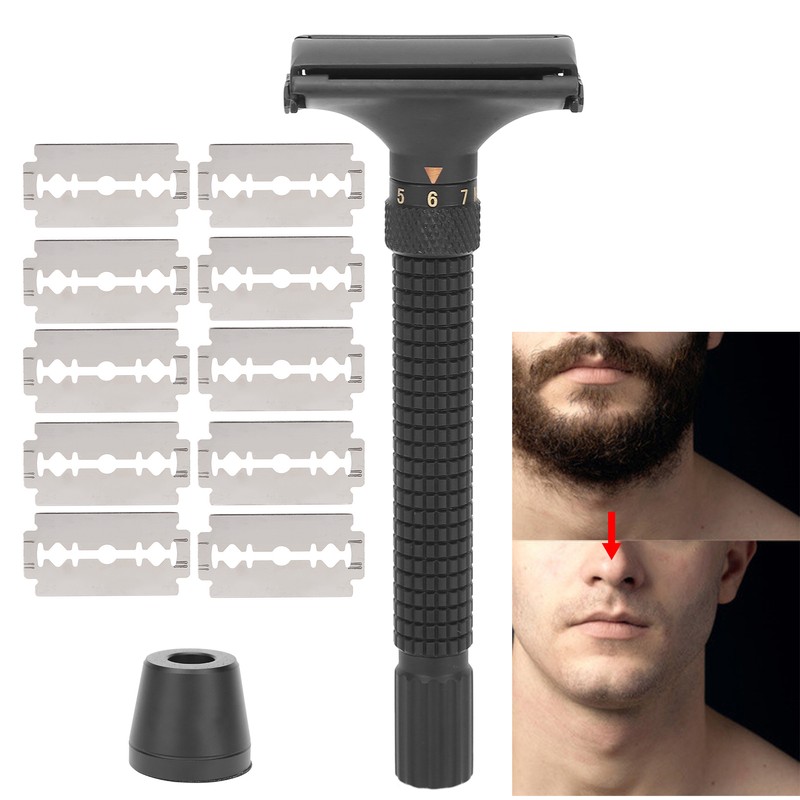 Men Manual Razor Blade Base Set Adjustable Brass Double Edge