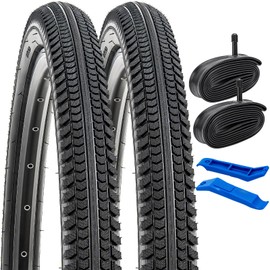 YUNSCM 2-PCS 27.5" Bike Tires 27.5 x 2.125/57-584 and 27.5" Heavy Duty Bike Tubes Schrader Valve Compatible with 27.5x1.95 27.5x2.0 27.5x2.1 27.5x2.125 27.5x2.15 Bike Bicycle Tires and Tubes (Y-825)