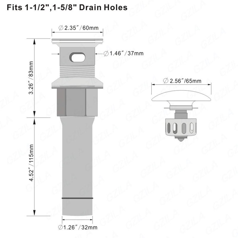 GZILA Bathroom Pop Up Drain, Vessel Sink Drain with Removable
