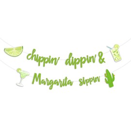 Kreatwow Margarita Bachelorette Party Decoration Chippin Dippin and Margarita Sippin Banner Mexican Fiesta Summer Decor for Cactus Bridal Shower Cinco De Mayo Hen Party