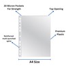 50 Pcs A4 Plastic Punched Punch Pockets 30 Micron for