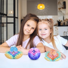 Gear Ball, 3D Printed Gear Sphere Fidget Toy, Sensory Stress Relief Ball for Kids and Adults, ADHD Autism Desk Toy Stocking Stuffer Unique Fun Office White Elephant Gift (Candy Color-2, 2.6 inches)