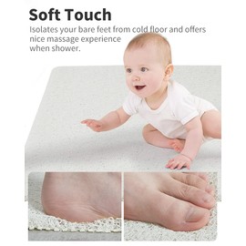 Non Slip Shower Mat, Comfortable Bath mat for Textured Surface,Quick Drying Easy Cleaning Shower Floor Mat for Wet Area,Without Suction Cups 24 x 24 (24"x24", White)