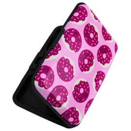 Lightweight Aluminium Card Holder with RFID Blocking Technology – Slim Hard Case Wallet for Credit Cards, Business Cards, & ID Cards – 6 Pockets, Fits 8 Cards – Multiple Colourful Designs (Donut)