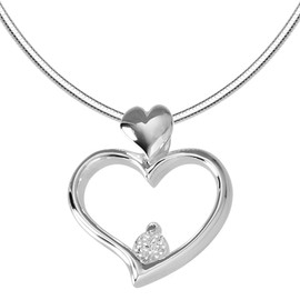 Vinani Azh45 Heart 45.0 Centimeters Silver Necklace With Pendant