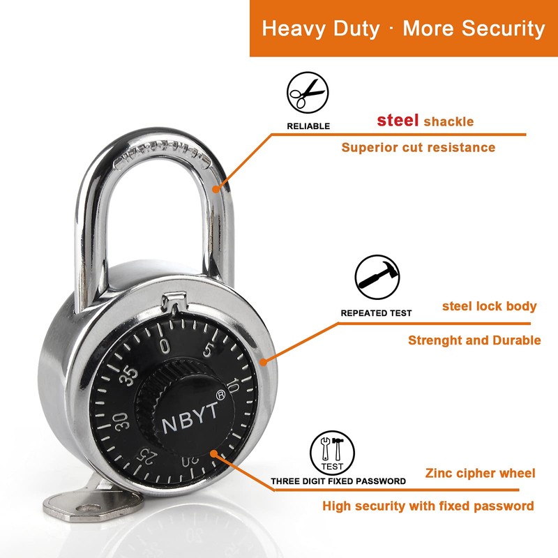 NBYT Combination Padlocks - Dial Locks for School Lockers and