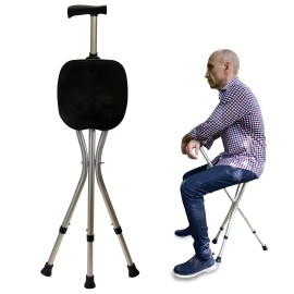 Honmido Portable Adjustable Folding Walking Cane with Seat Allows Durability While Wa...