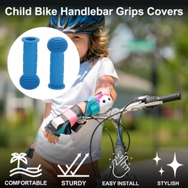 TUCKBOLD Child Bike Handlebar Grips Covers 110mm Long Soft | Children Bicycle End Grips Protector Blue 1 Pair