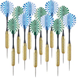 Playtastic Dart: Set of 12 Brass Steel Tip Darts 50 Blades 100 Rubber Rings (Steel Darts, Dart Board)