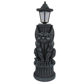 Glowing Grimace Guardian Gargoyle LED Solar Light - Majestic Gothic Decor Garden Statue - 20 Inches High - Adding Mystical Charm to Your Outdoor Sanctuary