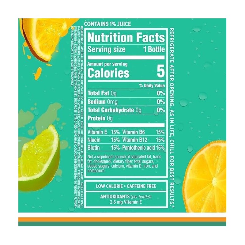 Sparkling Ice, Lemon Lime Sparkling Water, 17 Oz (Pack of