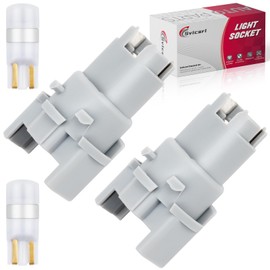 Svicari 2PCS Tail Light Bulb Socket Plug with T10 LED Bulb For Honda Acura TSX RDX Accord Odyssey Civic CRV Fit Rear Parking Back Up Lamp Base Connector Replace #33513-S84-A01