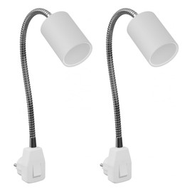 ledscom.de WAIKA GU10 Socket Lamp Gooseneck Switch White with GU10 LED 3 Levels Dimmable White Pack of 2