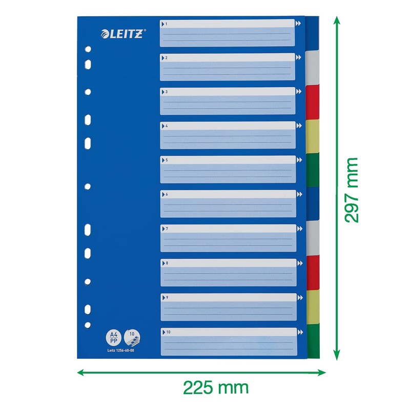 Leitz Register für A4, Deckblatt aus Karton und 10 Trennblätter
