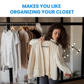 Simple Deluxe 50 Pack Plastic Hangers, Space Saving Clothes Hangers with Non-Slip Shoulder Notches, Slim Standard Hangers for Coats, Sweater, Shirts, Pants, Black