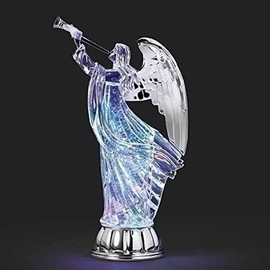 Roman 12.25" Blue and Clear LED Tri Color Swirl Angel Christmas Tabletop Figurine